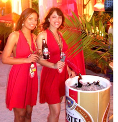 Promotional Amstel Light models greeted entering guests with a cold brew.