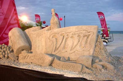 Event sponsor Viva constructed a sand sculpture just outside the tent's entrance.