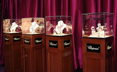 Jewels from sponsor Chopard filled display cases.