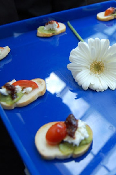 Guests at Santé Chill were offered Salt Spring Island goat cheese with a roasted fig on crostini with avocado and cherry tomato.