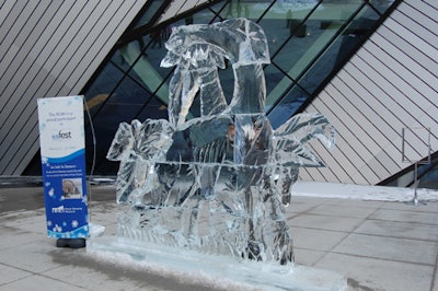 The 'Dinos Are Back' ice sculpture outside the Royal Ontario Museum paid tribute to the ongoing dinosaur exhibit inside.