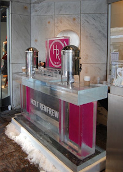 Servers handed out hot chocolate at an ice bar outside Holt Renfrew's flagship store on Bloor Street.