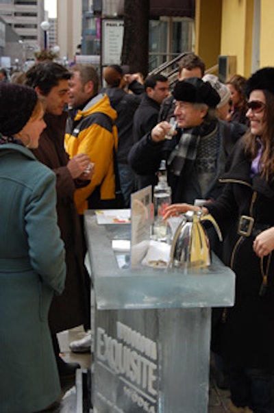 An ice bar on the patio at Sassafraz offered Wyborowa Exquisite Vodka martinis.