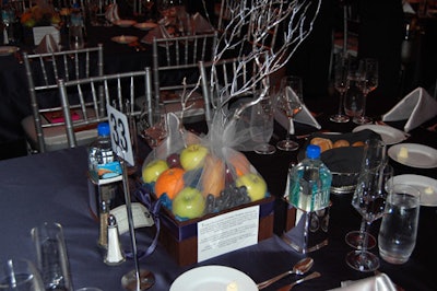 Centerpieces contained fruit that was later donated to the org's food bank.