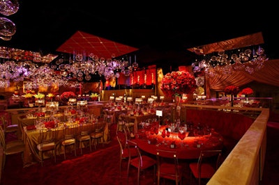 Translucent glass globes hung from the ceiling.