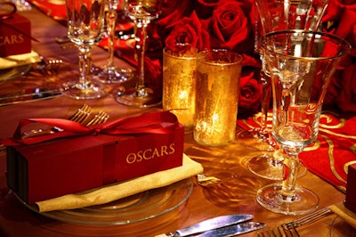 A wrapped gift awaited guests when they sat down for dinner.