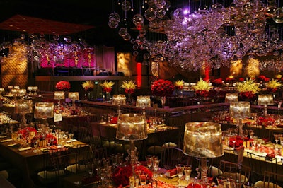 Kartell lamps served as centerpieces.