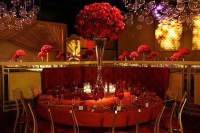 Mark's Garden created centerpieces using 15 shades of roses.
