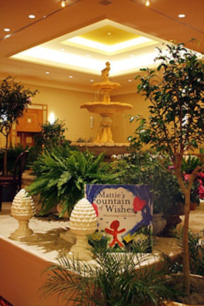 A garden piazza, complete with a working fountain, was the center of the reception.