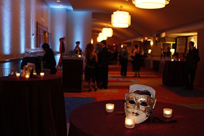 The V.I.P. area included Venetian carvinal masks and sculptures.