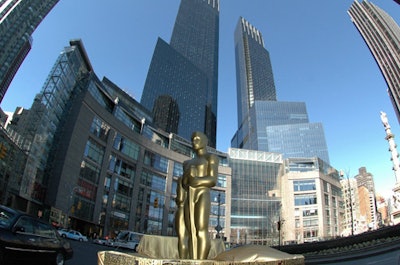 On the way to the Carlyle Hotel, the Oscars passed through Columbus Circle.