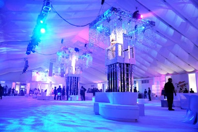 The 20,000-square-foot tent was washed in white and dripping with more than one million crystals throughout its many decor installations.