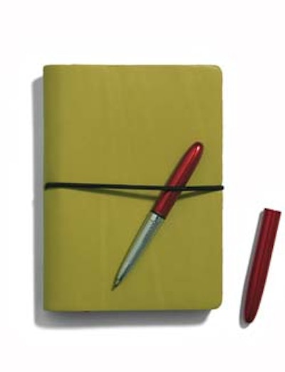 This leather journal from Italian manufacturer Ciak contains multicolored lined pages ($21 from Paradise Pen).