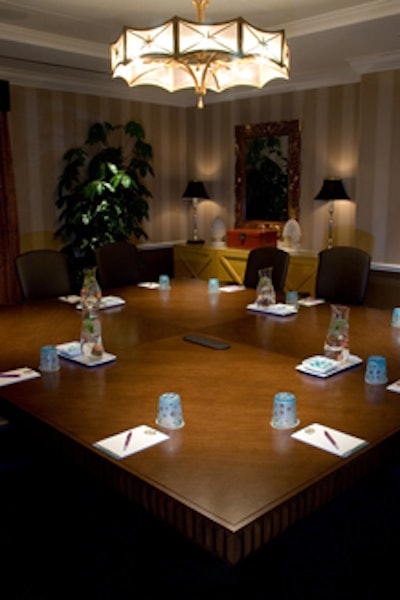 The Tokyo Boardroom offers an oversize square conference table that seats 12.