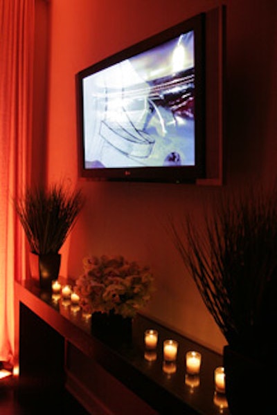 Flat-screen TVs showed promotional brand images at the Beverly Wilshire Hotel.
