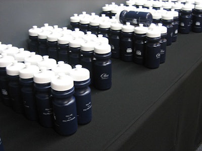 Showgoers received reusable water bottles.