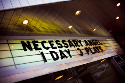 The marquee at the Capitol Event Theatre announced the 'One Day: Three Plays' benefit.
