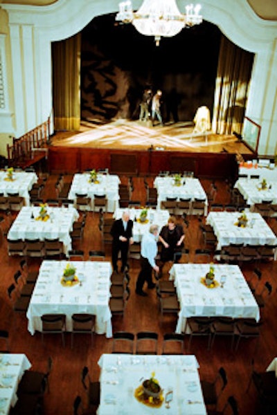 The dining area was set in front of the stage.