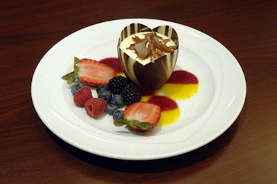 Dessert arrived in edible chocolate bowls.