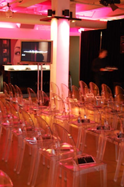 Lucite chairs gave the presentation portion of the event a clean and modern look.