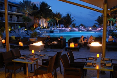 The eatery also features a poolside patio with lounge seating and fire pits.