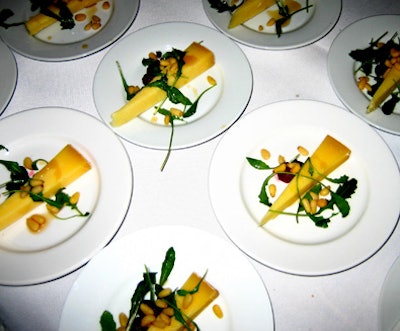 Chef Jeffrey Brana presented a Wisconsin Pleasant Ridge Reserve cheese with pear, arugula, and truffle.
