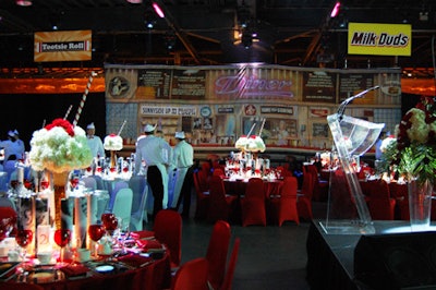 The dining room was divided into four sections—Milk Duds, Tootsie Roll, Ice Cream Sundae, and Coke Float—to help guests find their seats easily.