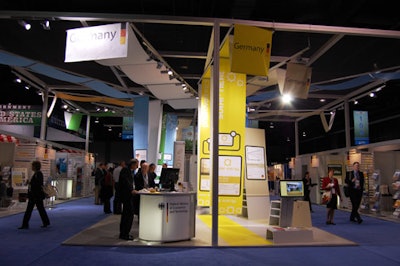 The exhibit from Germany offered separate partitions, each focused on different goals, such as wind and solar energy.