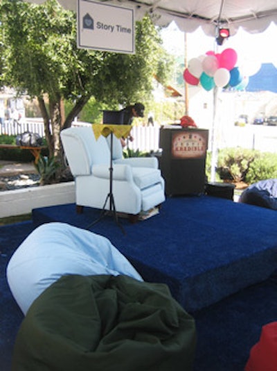 Beanbag chairs dotted the story-time area.