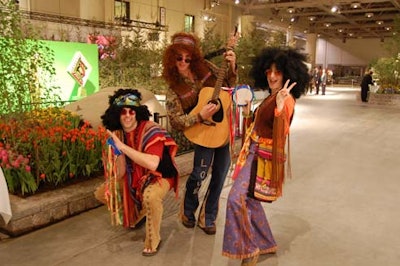 Entertainers dressed as hippies performed throughout the venue.