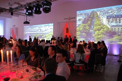 Guests ate beside projections of France, the scene changing with each course that was presented.