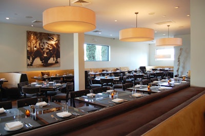 BLT Steak's main dining room has a neutral palette.