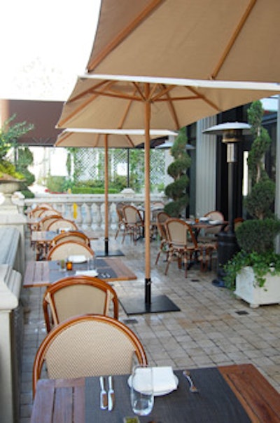 Patio seating overlooks the Sunset Strip.