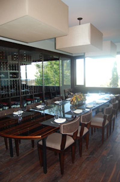 The private dining room has city views.