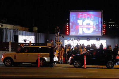 A 20-foot video screen, easily visible from La Cienega, played a loop showcasing the magazine's time line.