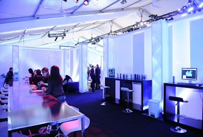 The media lounge includes wireless workstations so journalists can file on site.