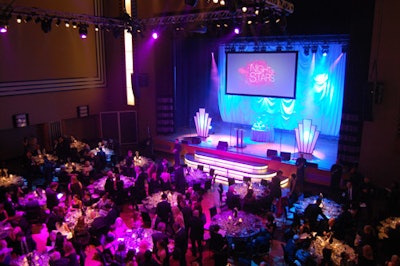 The concert hall served as the dining room, and the evening's awards were handed out during a three-course meal catered by Eatertainment Special Events & Catering.