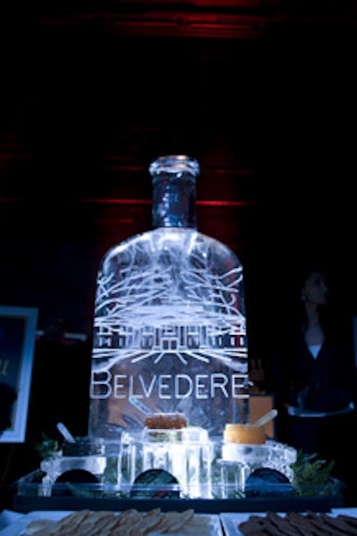 At the V.I.P. reception, 100 guests drank chilled vodka from Belvedere's ice luge.