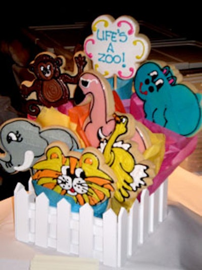 Cookies by Design created zoo-themed cookie bouquet arrangements for the event.