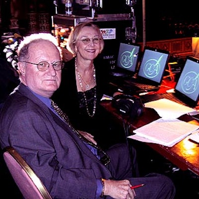 Event producers Vince and Pat Ahaesy posed behind the scenes of the Greeting Card Association's annual Louie awards gala.