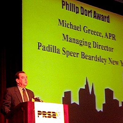 Mike Greece of Padilla Speer Beardsley made an amusing speech when accepting the Philip Dorf award.