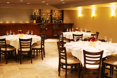Seated dinners for as many as 60 can take place in Aigre Doux's private room.