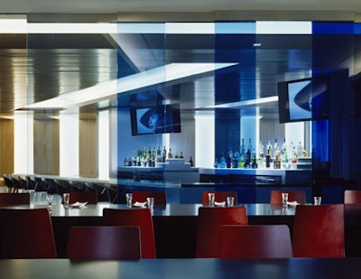 Bluprint's sleek, modern decor was inspired by the surrounding showrooms.