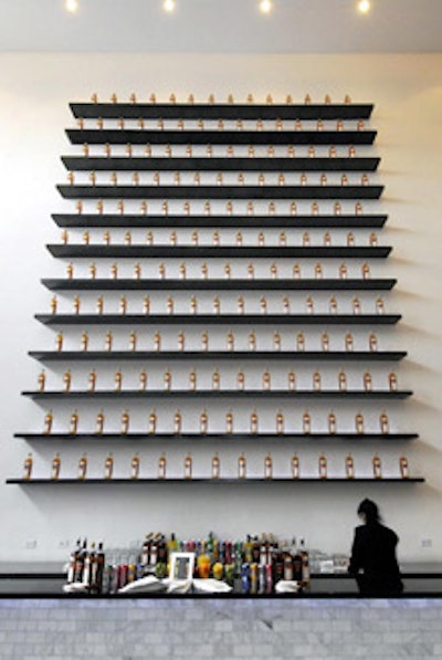 A shelving display of Bushmills bottles drew all eyes up.