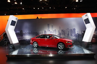 The food in Audi's area of the show floor was served in a lounge situated atop its booth.