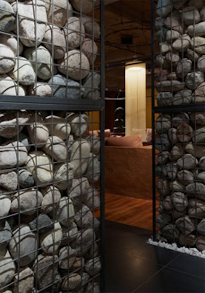 Stones from a Wisconsin field line the hallway leading to the meditation area.