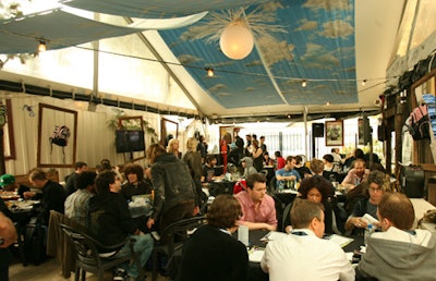 At this year's South by Southwest festival in Austin, BMF Media Group suspended bolts of cloud-printed fabric from the ceiling of Eastsport Café, a hospitality lounge for musicians and members of the media.