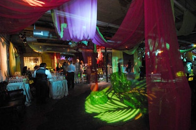 Chicago-based Redmoon Theater's Spectacle Lunatique fund-raiser at the MCA Warehouse featured surreal, Alice in Wonderland-like vignettes, including this silk-draped space.