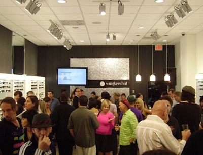 Despite being a retail space, the Sunglass Hut's Lincoln Road location was converted into an energetic party area.