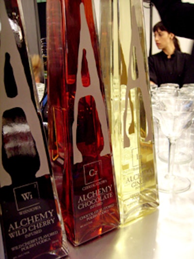 Three different flavors of Alchemy vodka were available to sample.